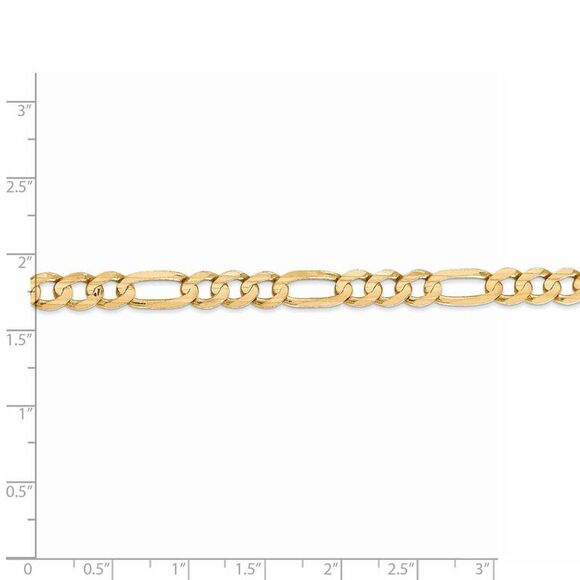 Men's 6mm 10K Yellow Gold Solid Concave Figaro Chain Bracelet, 8 Inch